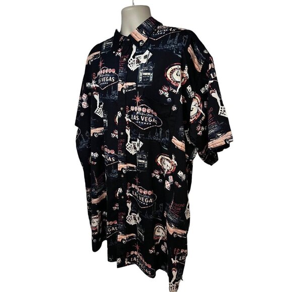 Mens Vintage Hawaiian Style All Over Graphic Print Button Up Shirt 4XL Pocket - Picture 2 of 7